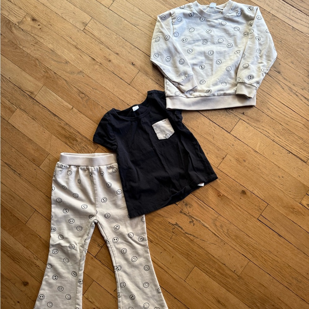 Kids Matching Set with Black and Cream Design